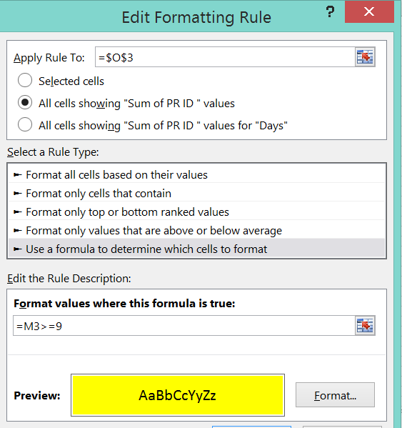 Helper column for conditional formatting