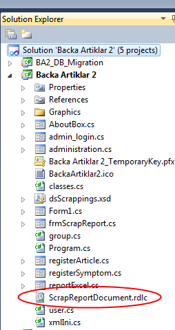 rdlc in Solution Explorer