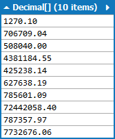 Array of Decimals