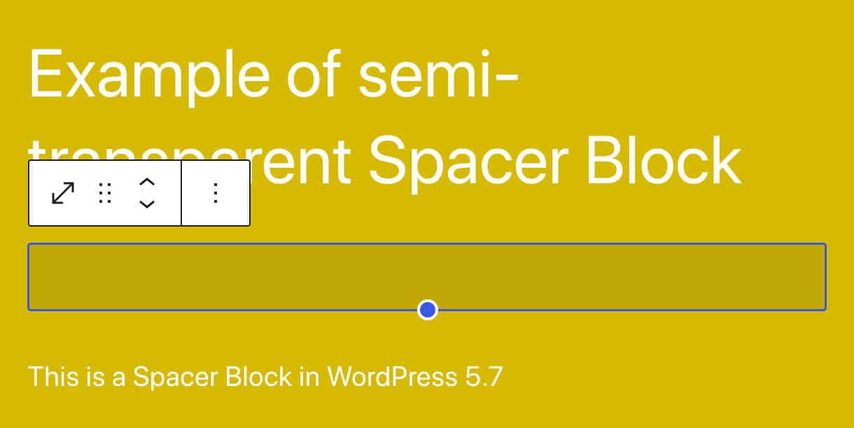 A semi-transparent Spacer Block in WordPress 5.7