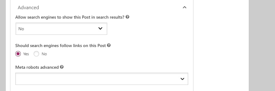 Yoast SEO settings showing