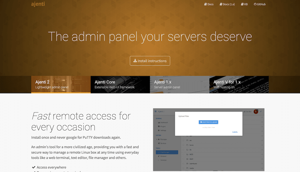The Ajenti website.