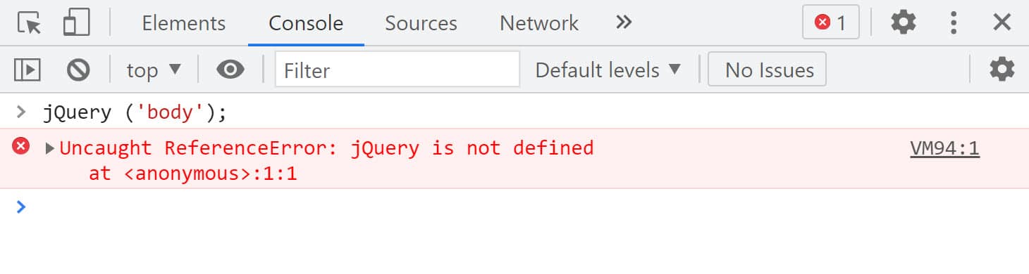The Chrome dev tools console tab will read