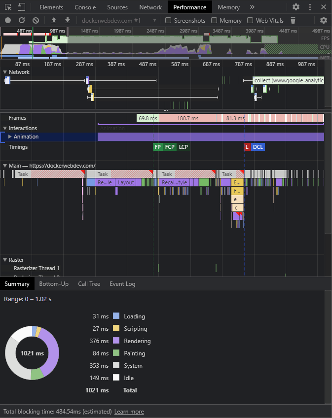 DevTools Performance Report to help optimize css