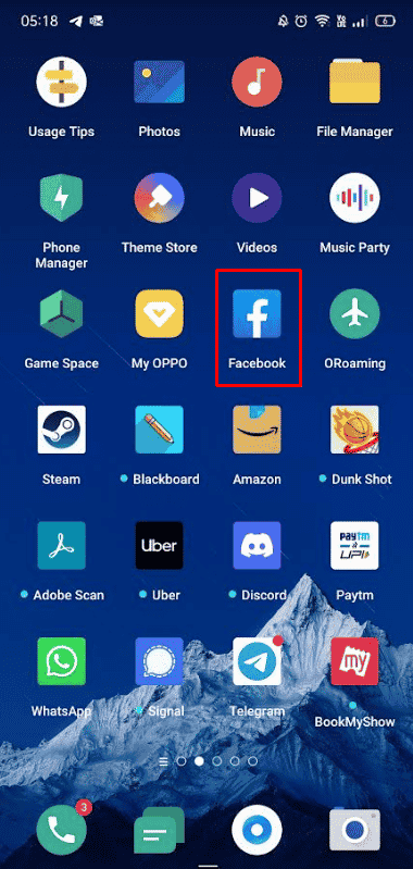 Launch the Facebook app