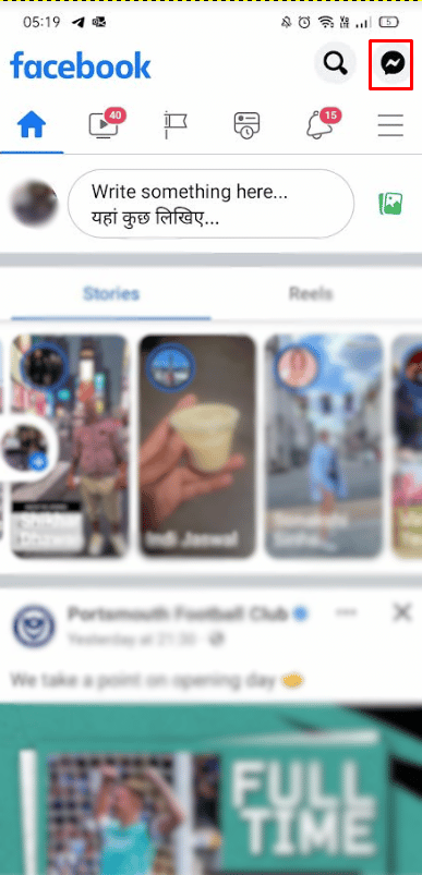 Tap on the Messenger icon at the top right corner