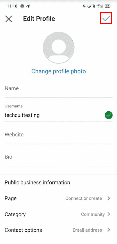 Tap on the tick-mark again to confirm changes