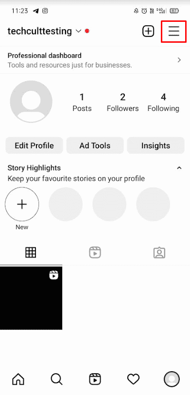 Tap on the hamburger icon at the top right corner