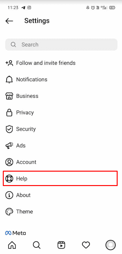 Tap on Settings, followed by Help