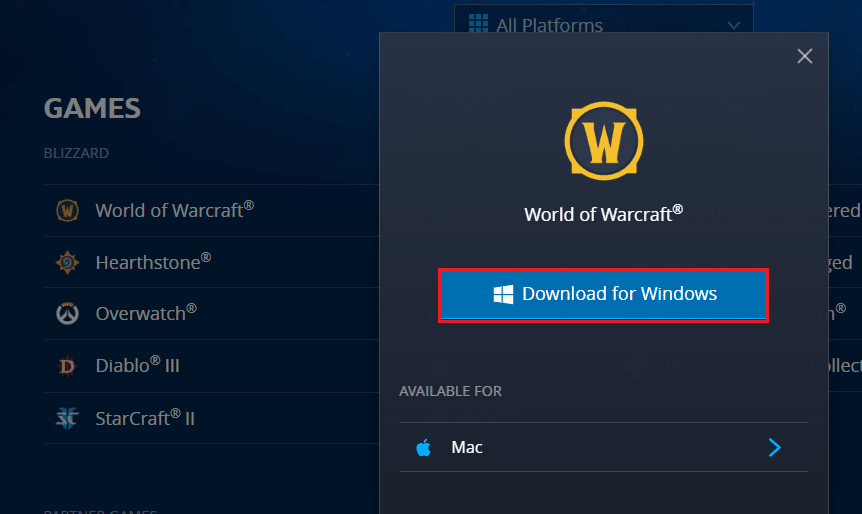 visit Blizzard official site to download World of Warcraft