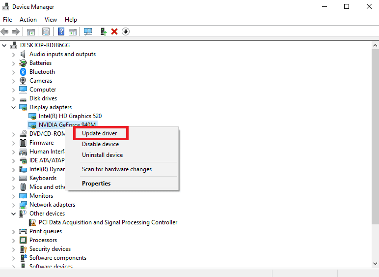 update nvidia geforce driver