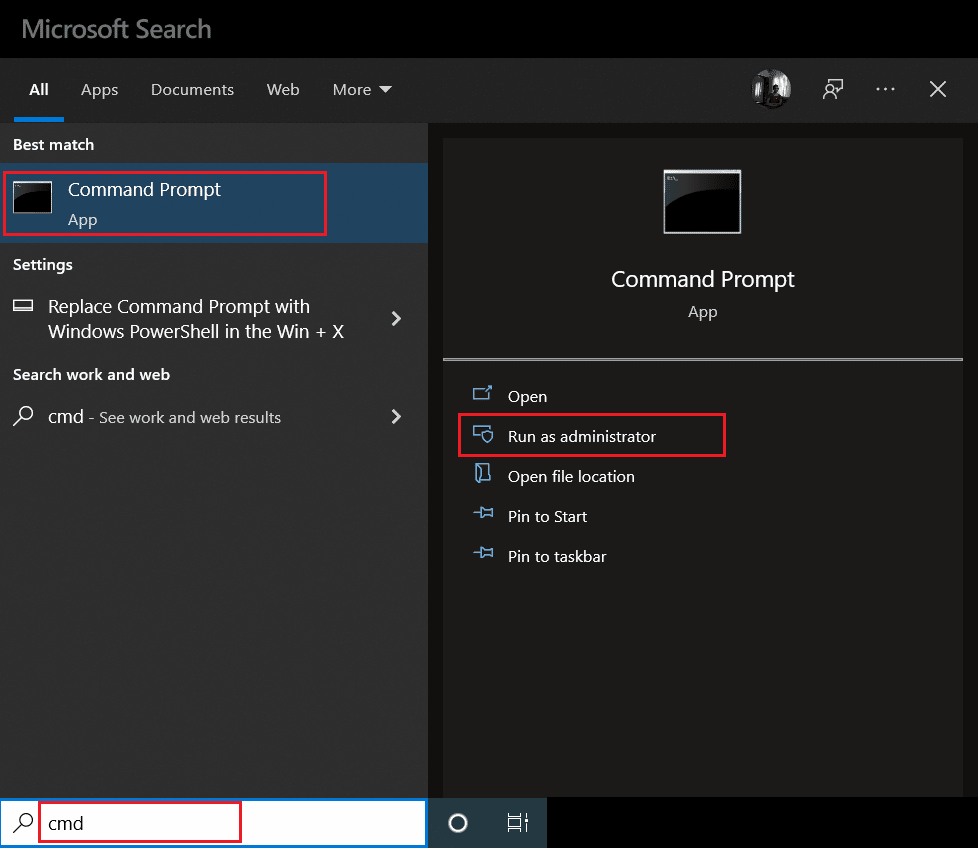 Launch Command Prompt as administrator