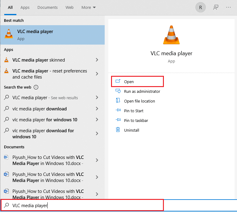 open VLC media player