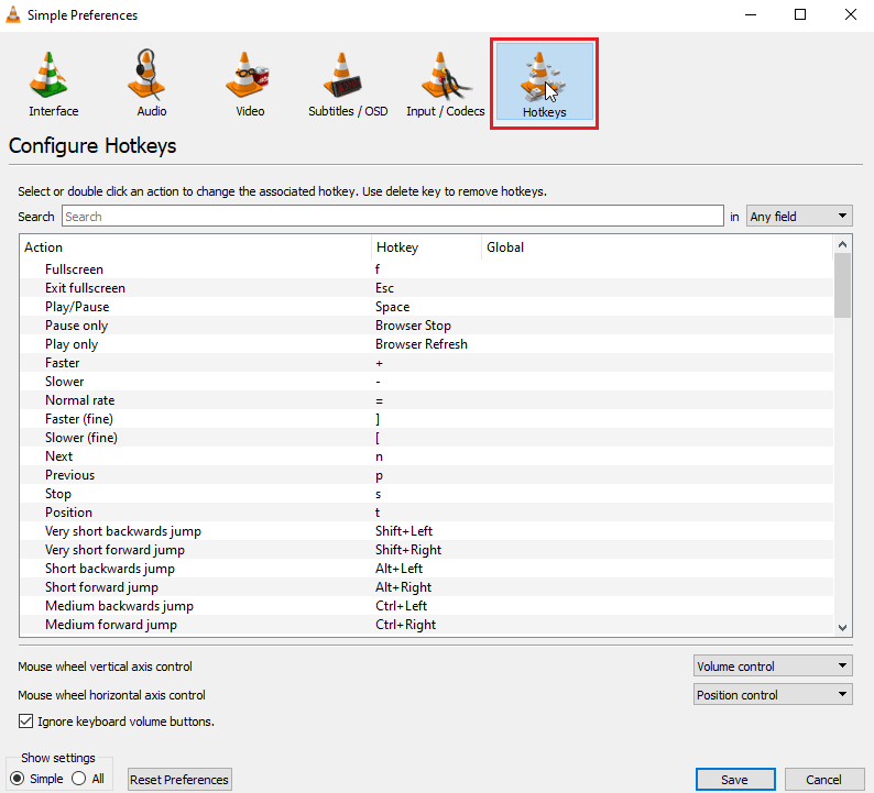 navigate to hotkeys tab