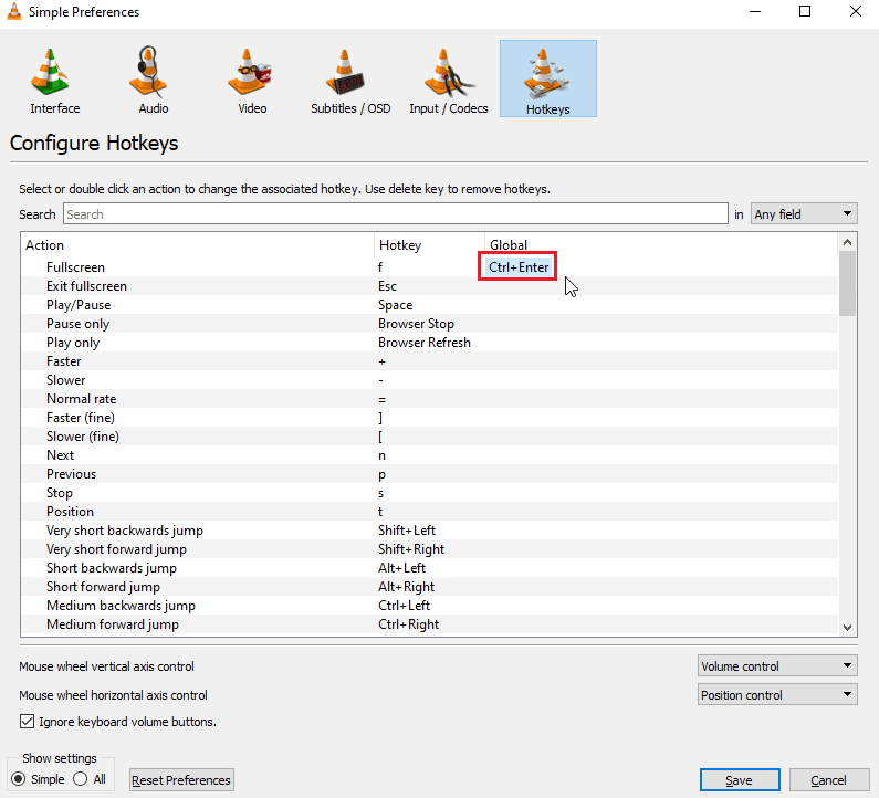global hotkey is assinged