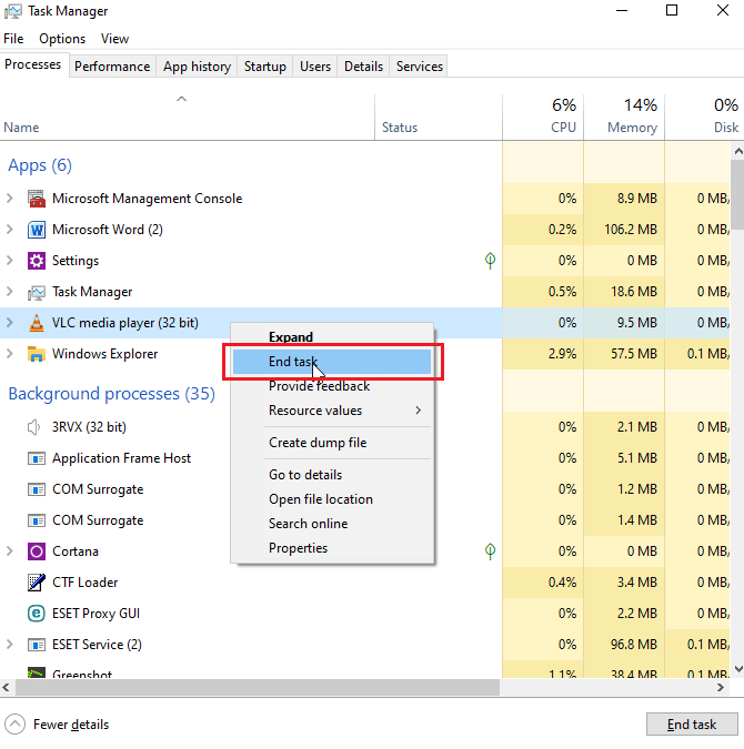 right click on the media player and click on end task. Fix VLC Hotkeys and Shortcuts Not Working
