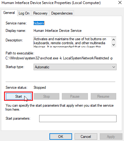 click on start to start the service. Fix VLC Hotkeys and Shortcuts Not Working