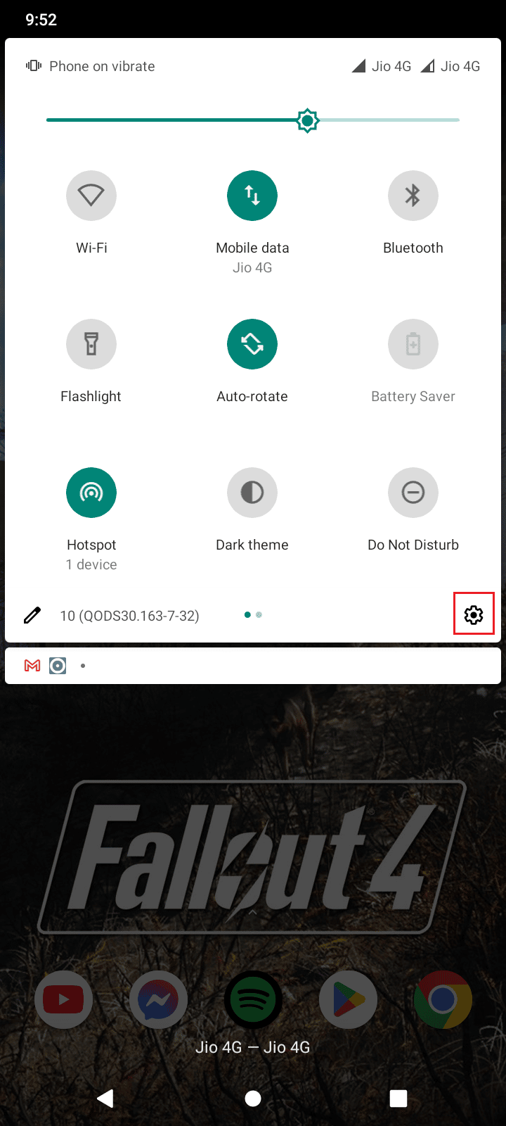 tap on settings