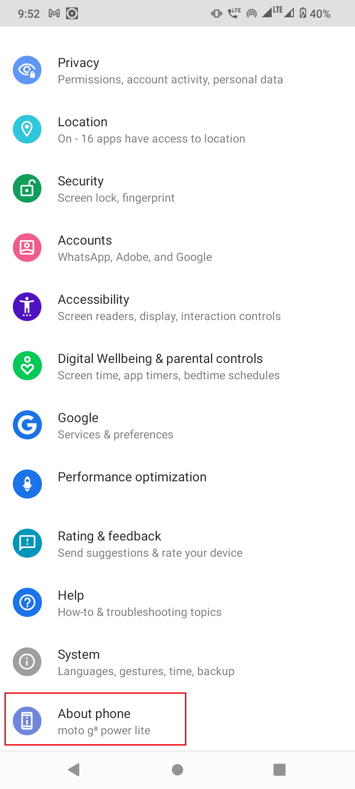 scroll down and tap on about phone. How to Bypass ADB Device Unauthorized Message