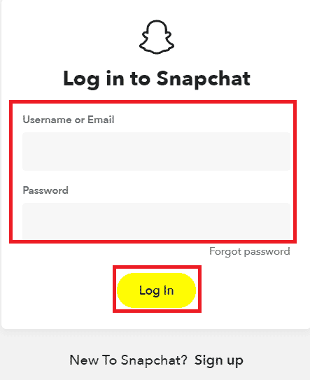 Enter Username or Email and Password. Then, click on Log In
