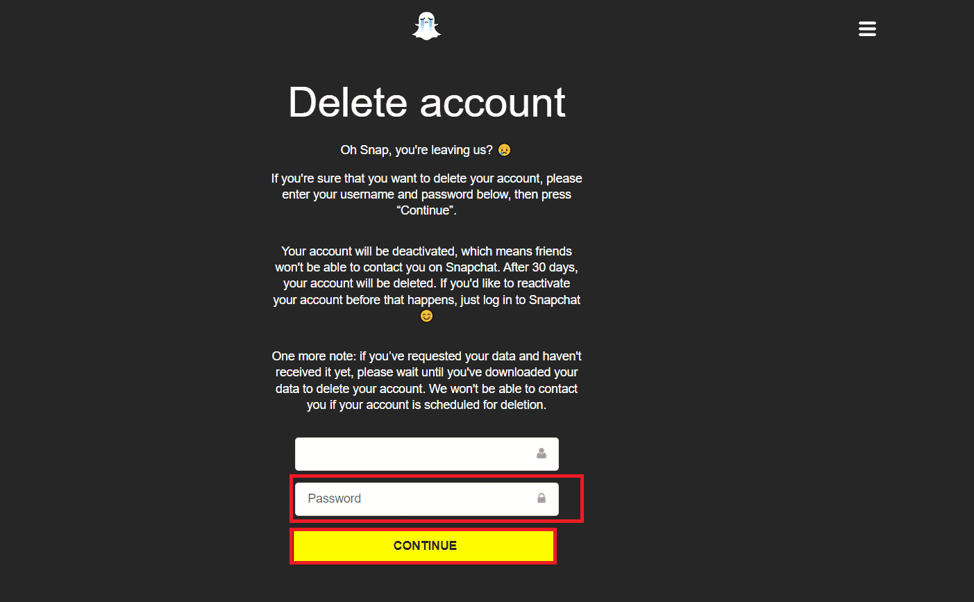 Enter the Password once again and click on CONTINUE