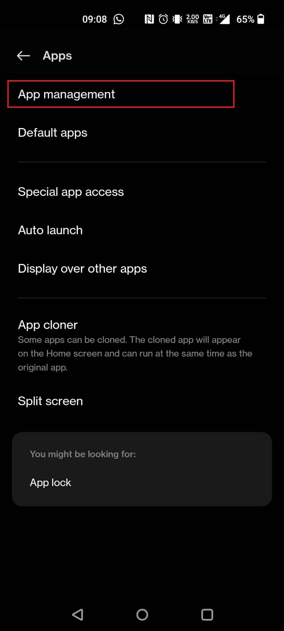Tap on App management | How to Enable Camera Access on Instagram