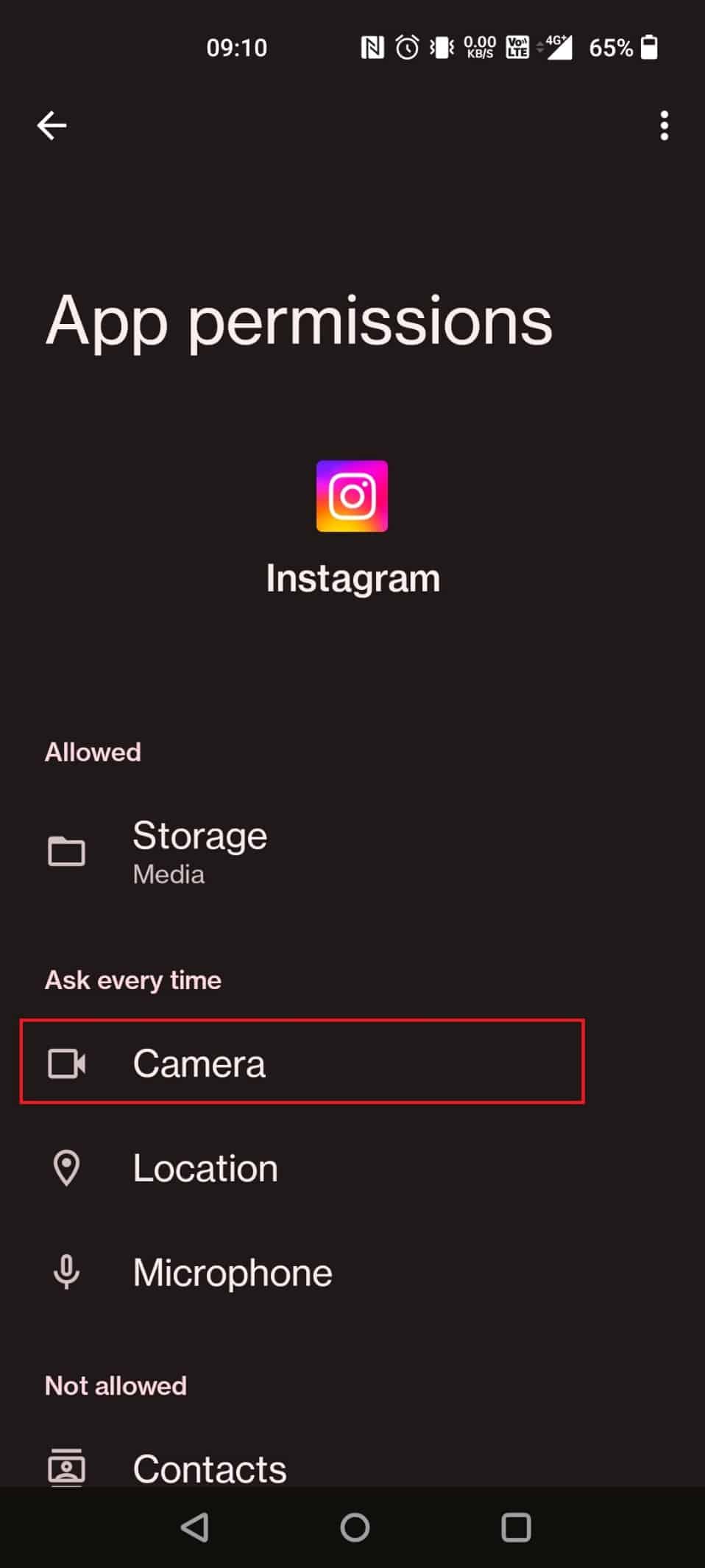 Tap on Camera