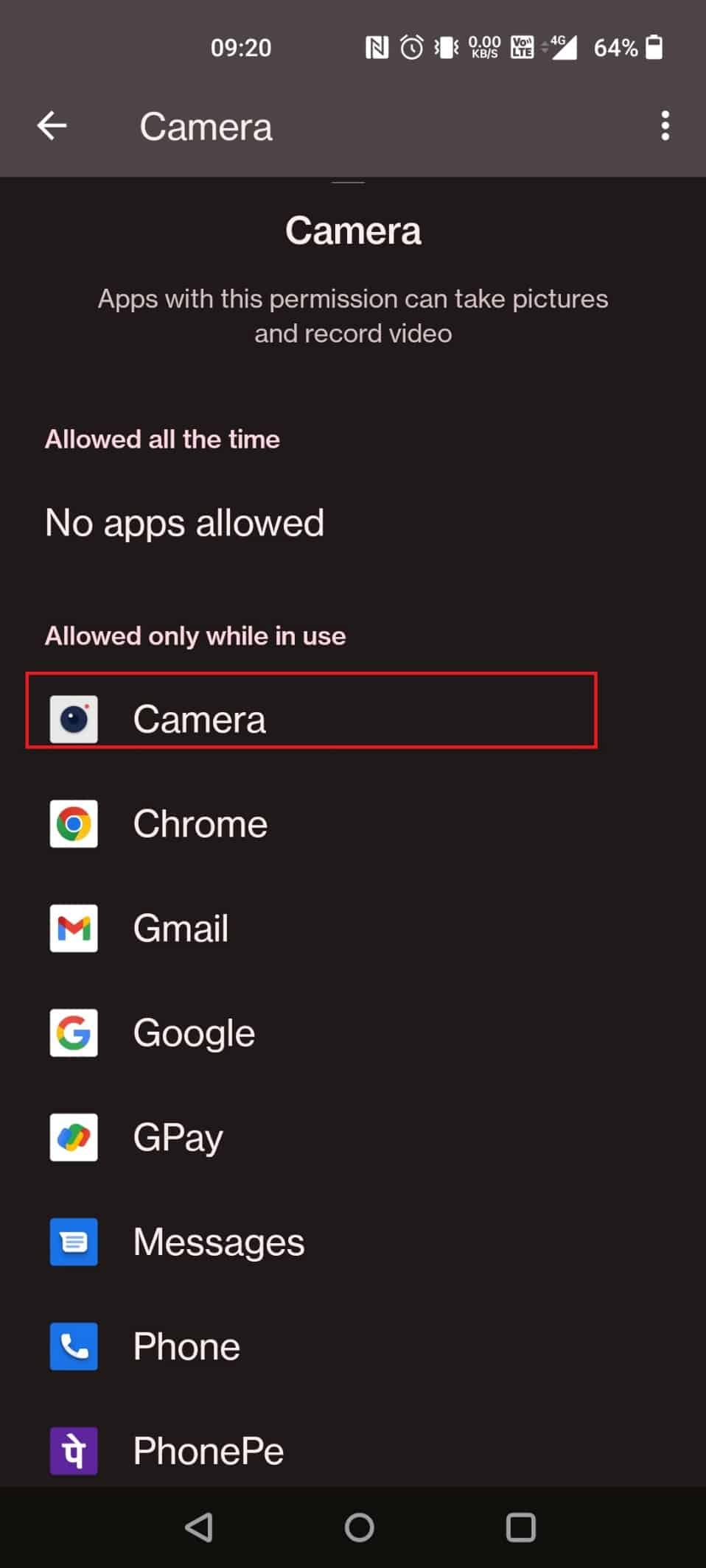 tap on Camera | How to Enable Camera Access on Instagram