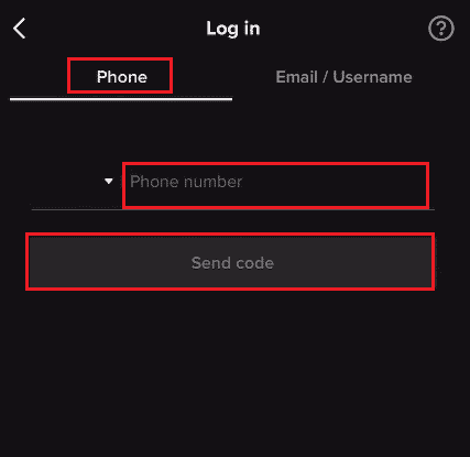 Enter your Phone number and tap on Send code