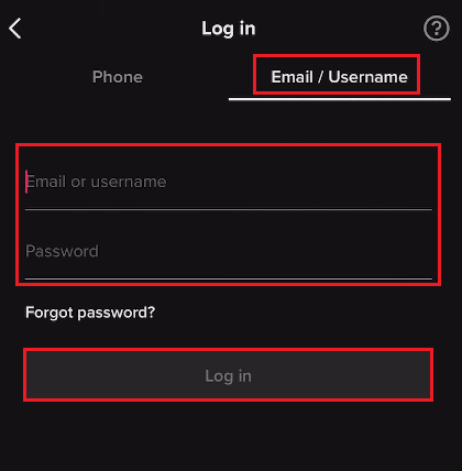 You can also enter your Email - Username and tap on Log in