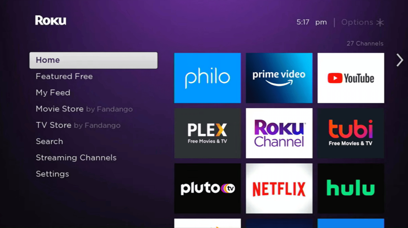 Go to the Roku home screen on your TV