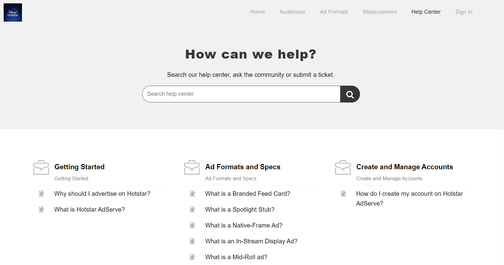 disney plus hotstar help center page