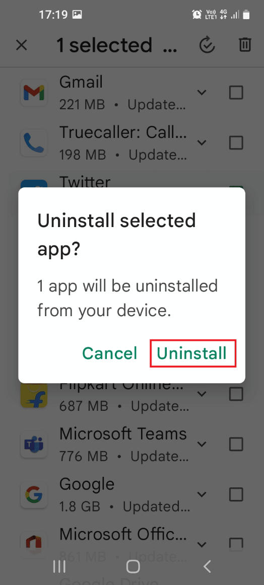Tap on the Uninstall option 