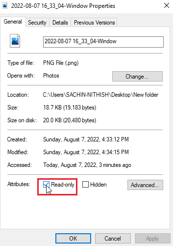 uncheck read only option