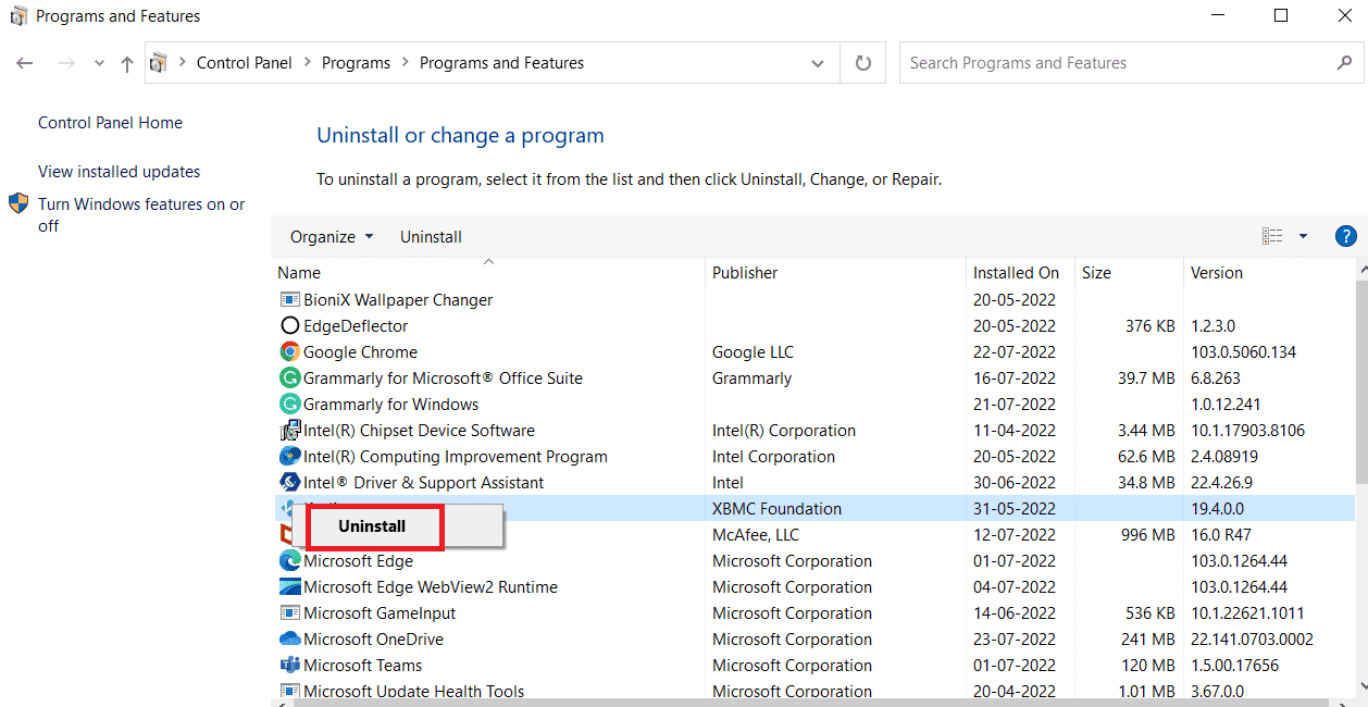 uninstall program sample