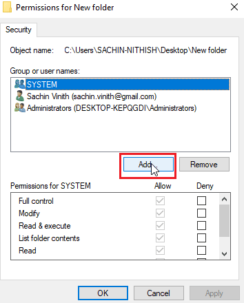 click on add. Fix Unable to Display Current Owner