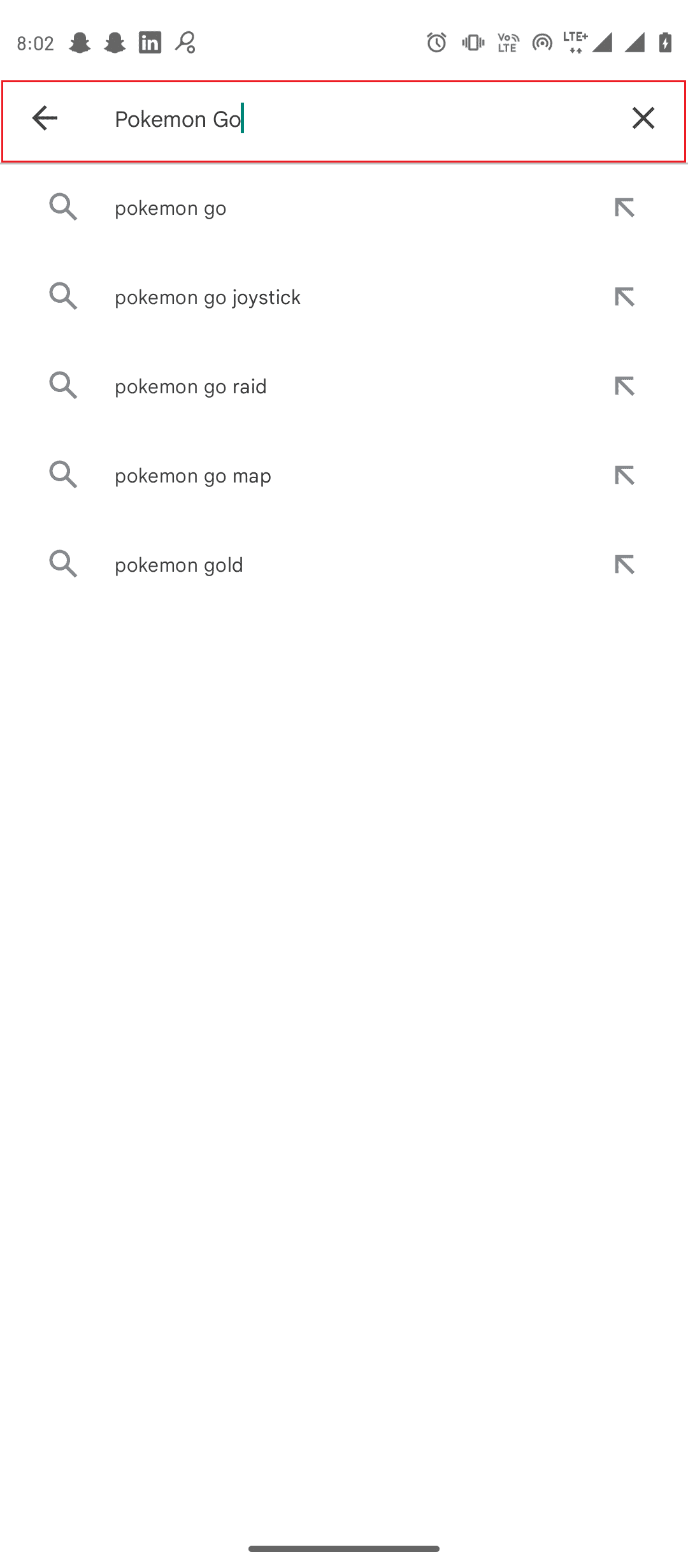 In the Search bar type Pokemon Go