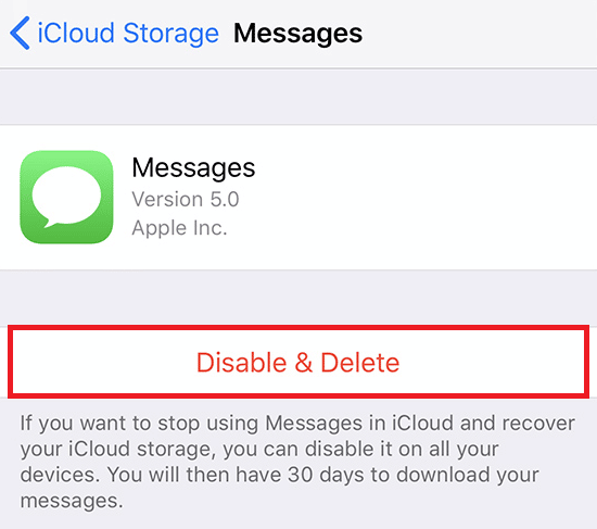 Tap the Disable & Delete option.