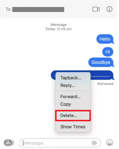 Control-click on to the message you want to delete and then click on Delete. | remove iCloud messages