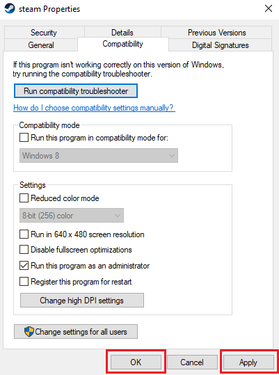 click on Apply and then OK. Fix CS Go Update Download Error