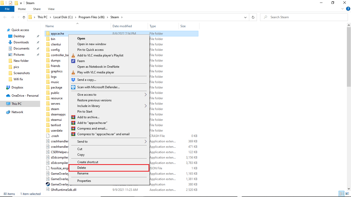 right click on appcache folder and delete it. Fix CS Go Update Download Error