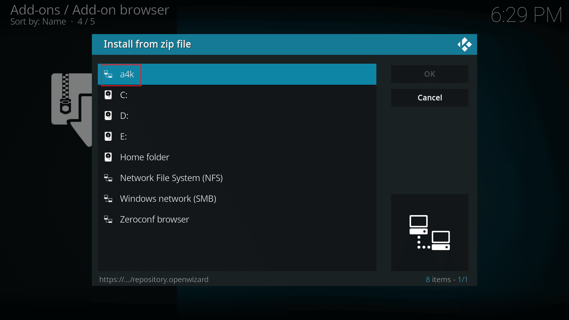 select the a4k source. Fix Kodi Won’t Open in Windows 10