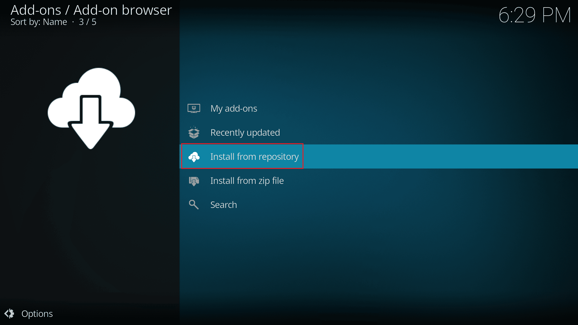 click on Install from Repository option