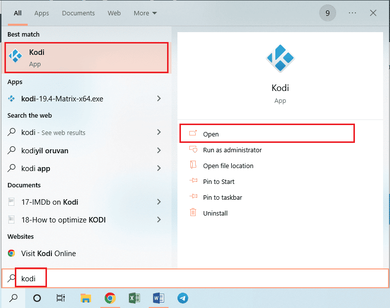 launch the Kodi app 