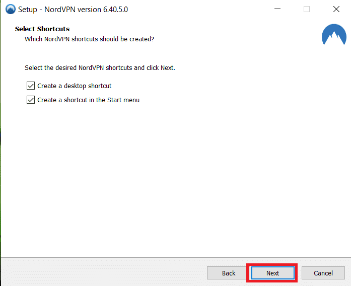click Next in Nord VPN Setup