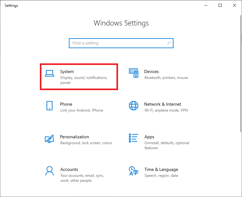 click on System setting