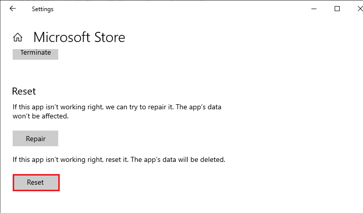 reset microsoft store