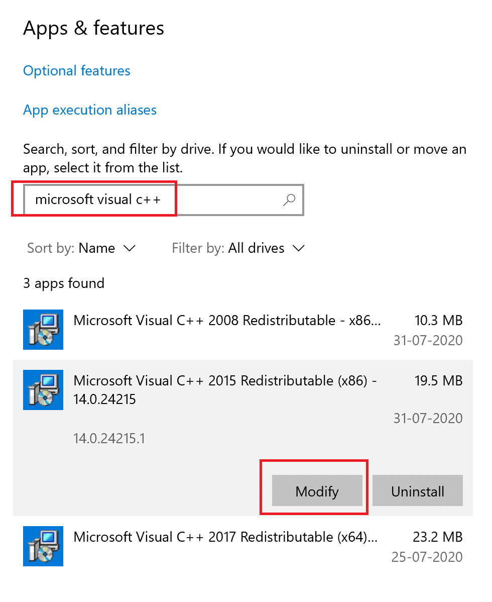 click on Modify