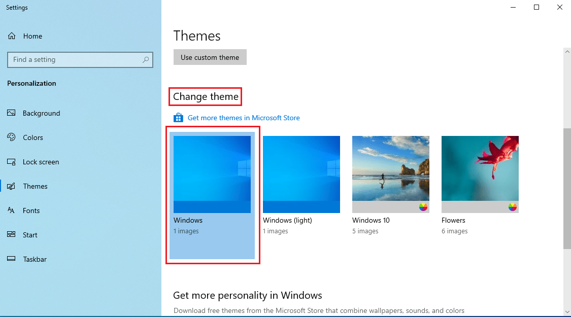 From the Change Theme option select a basic Windows theme