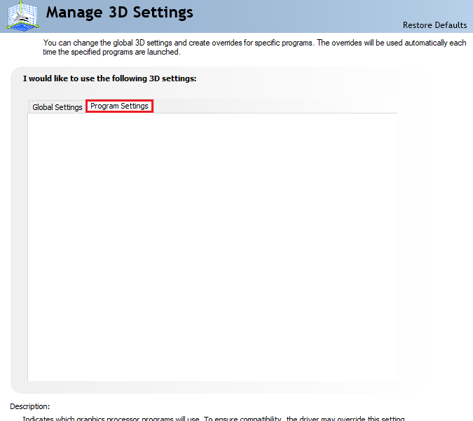 Open Program Settings